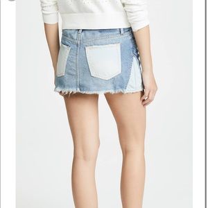Free People patched denim mini skirt